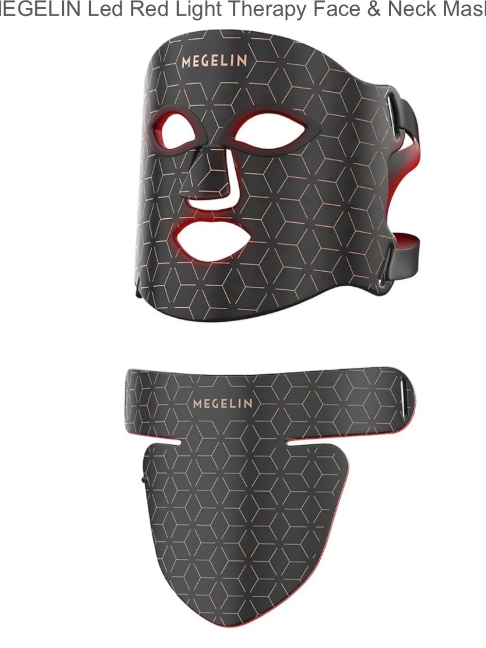 Megelin Black LED Therapy Face & Neck Mask